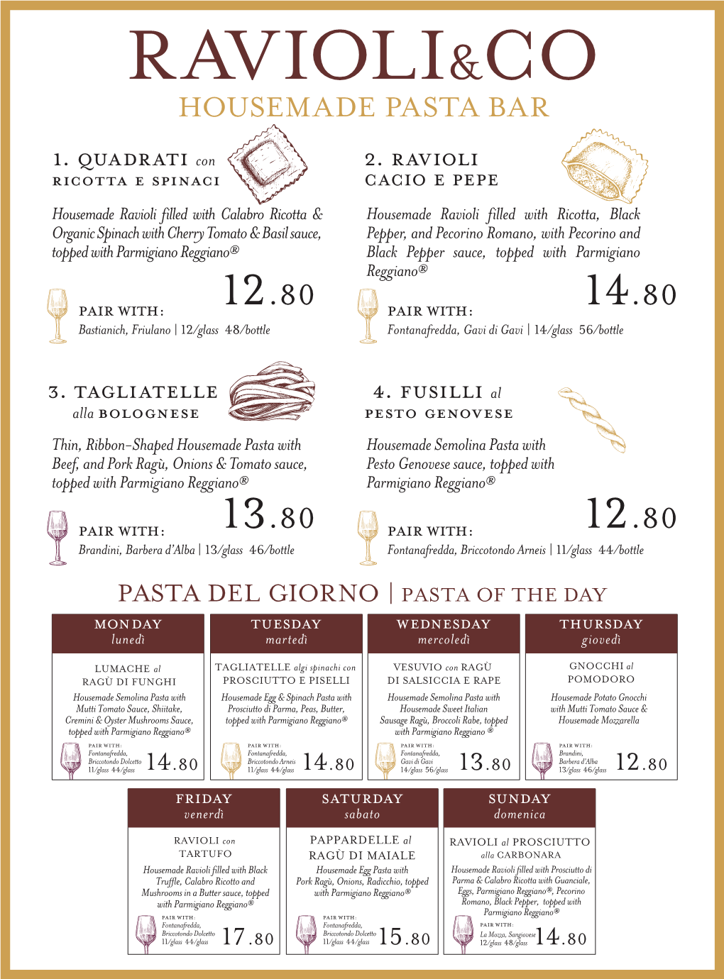 Ravioli & Co Menu 2019.8.26