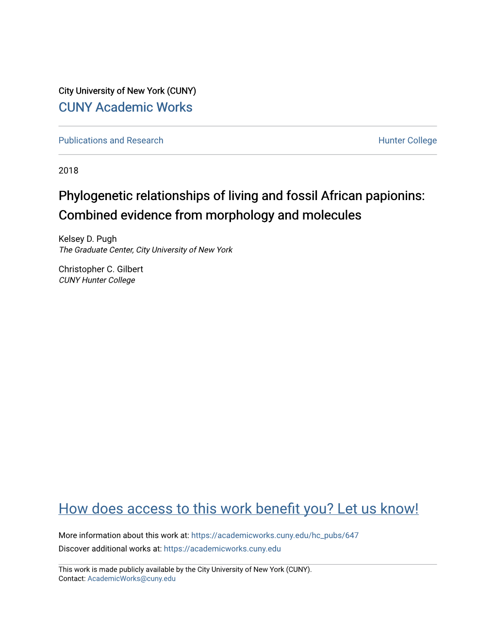 Phylogenetic Relationships of Living and Fossil African Papionins: Combined Evidence from Morphology and Molecules