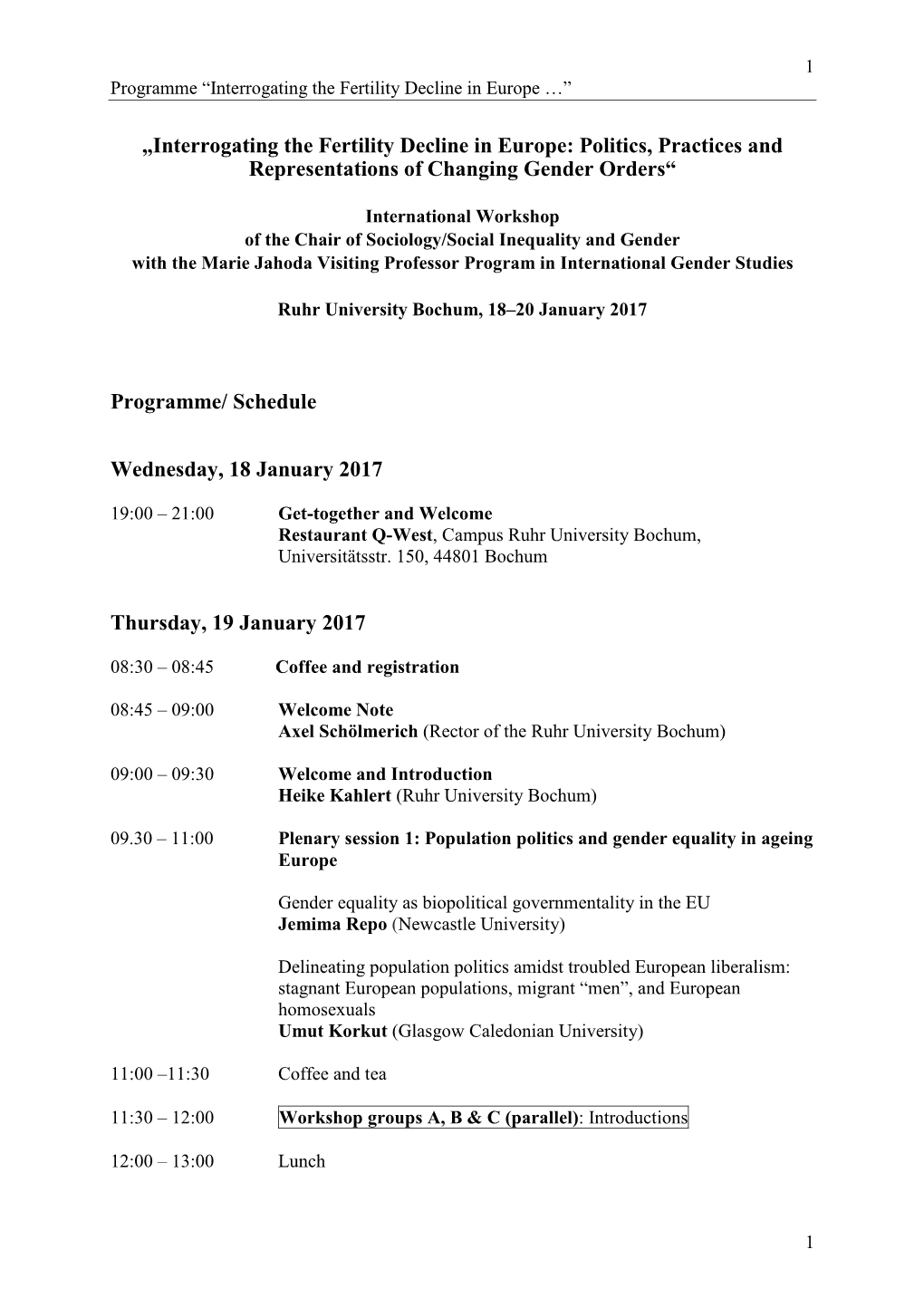 Programme and Registration 