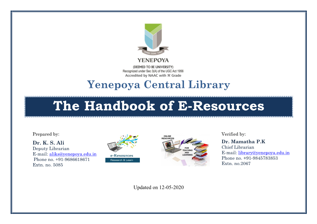 Handbook of E-Resources from Yenepoya Central Library