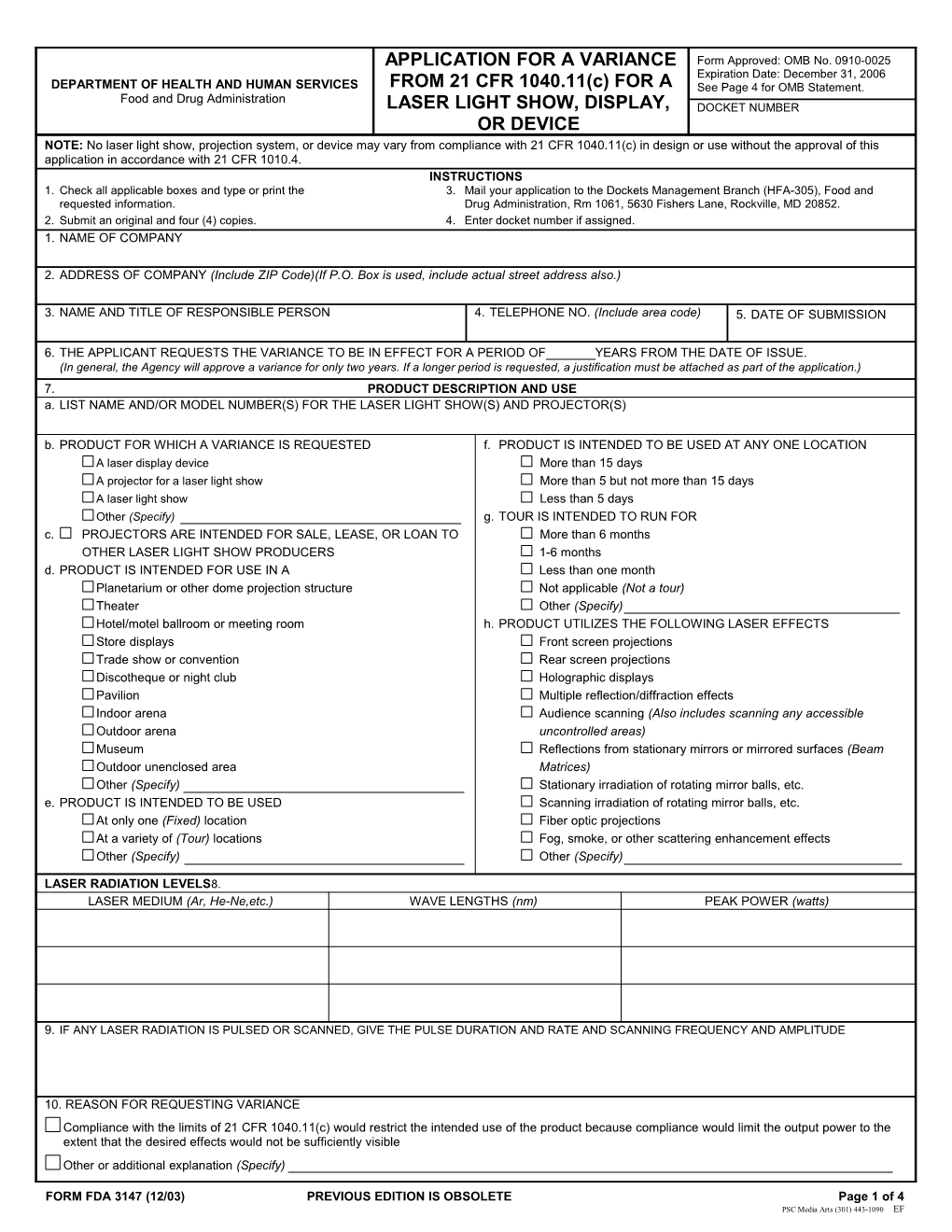 FORM FDA 3147 (12/00) Page 3 of 4