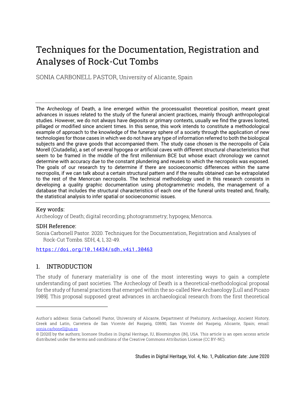 Techniques for the Documentation, Registration and Analyses of Rock-Cut Tombs