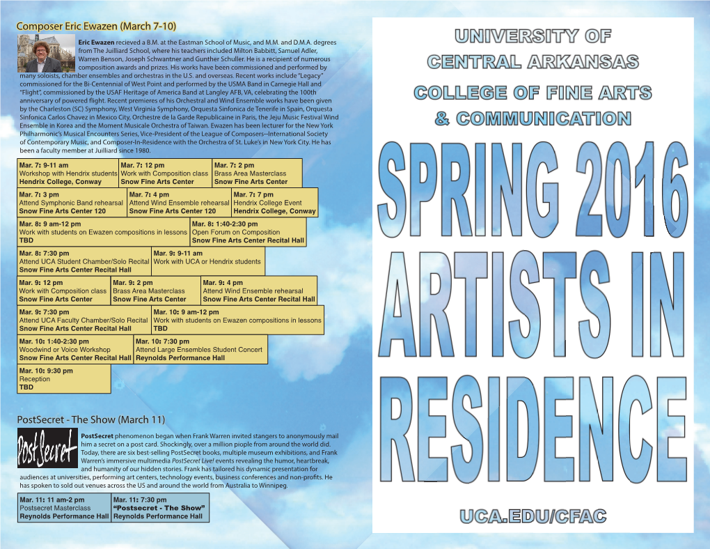 Spring 2016 Artists in Residence