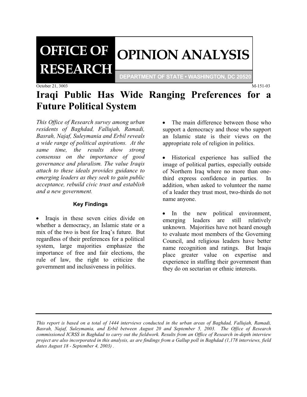 Office of Research Opinion Analysis