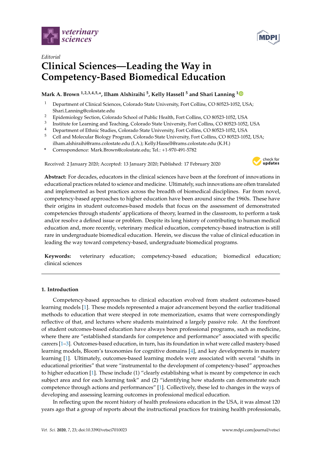 Clinical Sciences—Leading the Way in Competency-Based Biomedical Education