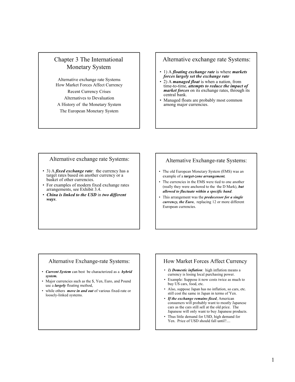 Chapter 3 the International Monetary System Alternative Exchange Rate