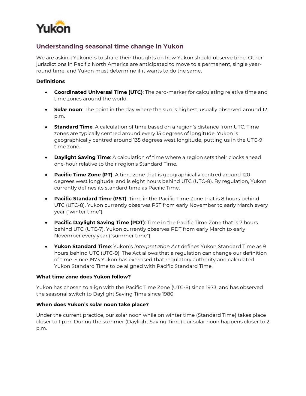 Understanding Seasonal Time Change in Yukon