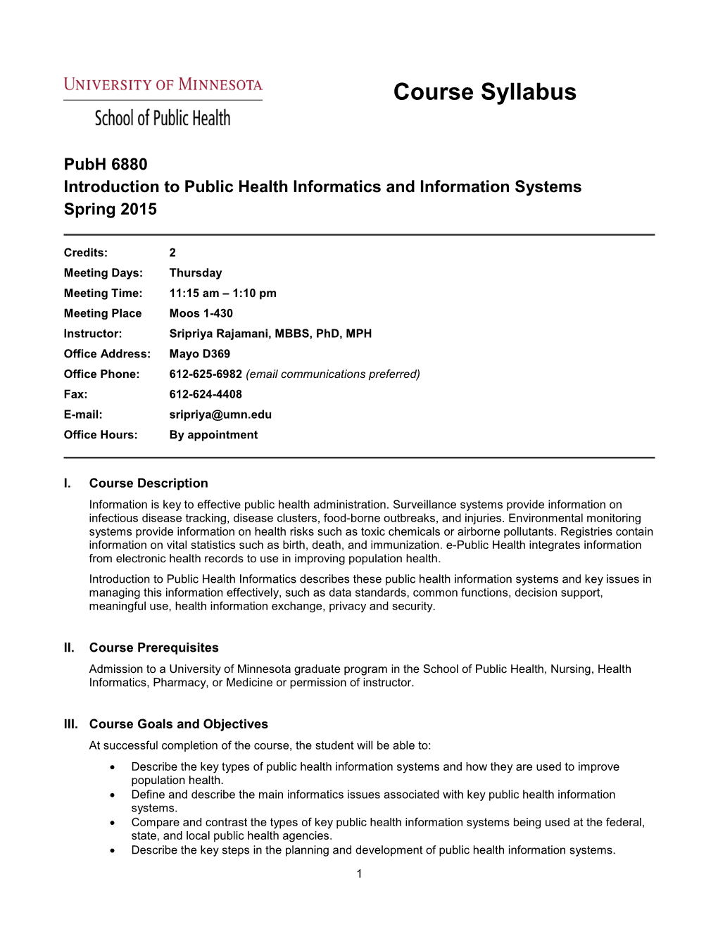 Course Syllabus