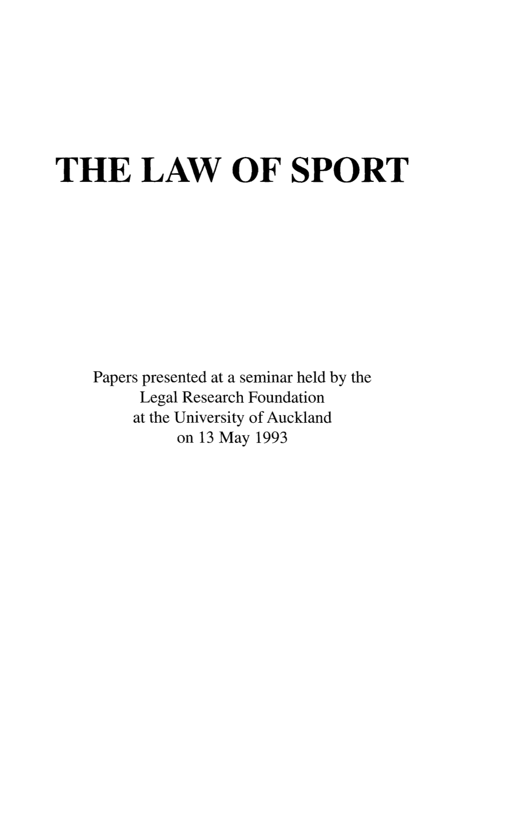 The Law of Sport