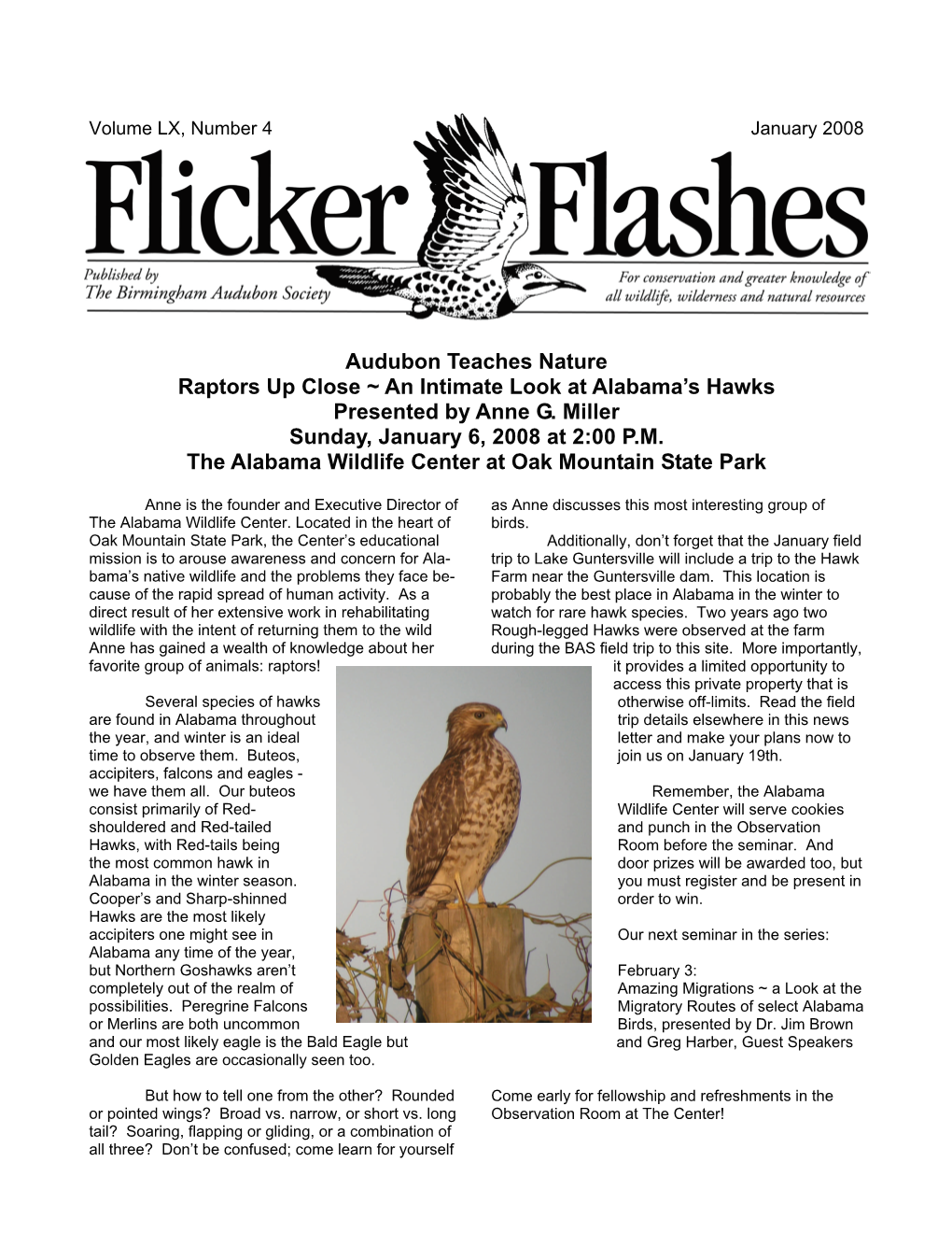 Audubon Teaches Nature Raptors up Close ~ an Intimate Look at Alabama’S Hawks Presented by Anne G