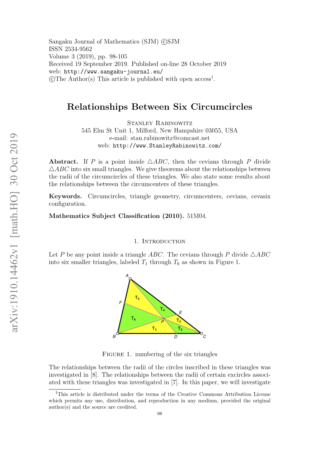 Arxiv:1910.14462V1 [Math.HO] 30 Oct 2019