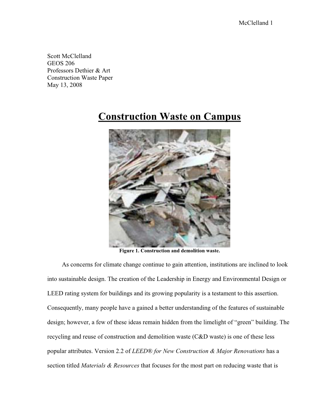 A History of Construction Waste Management on Campus-Barr And