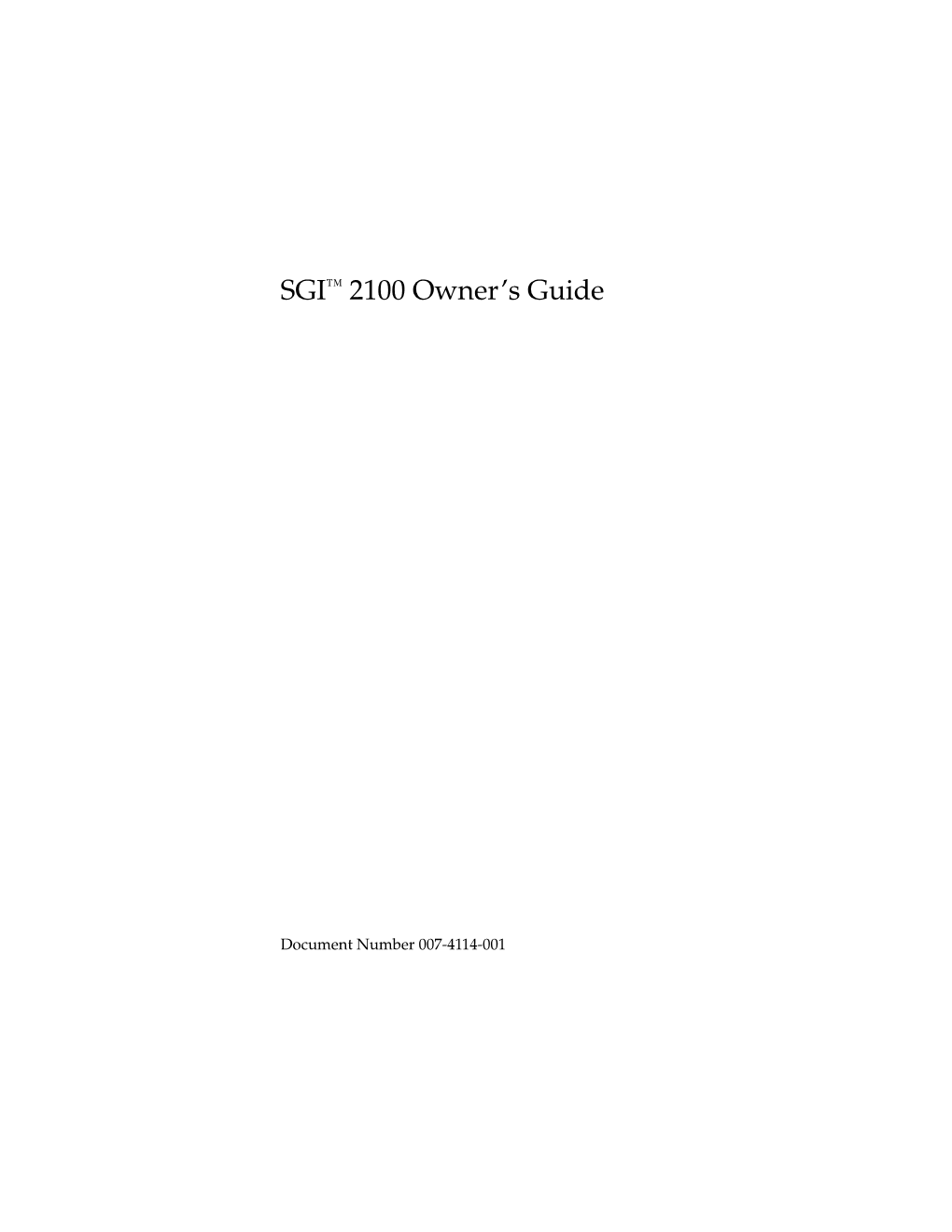 SGI™ 2100 Owner's Guide