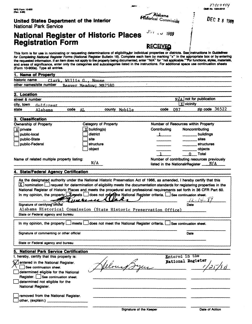 National Register of Historic Places Continuation Sheet