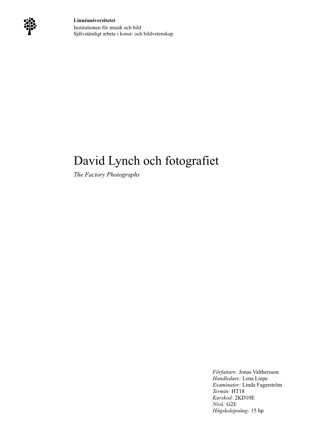 David Lynch Och Fotografiet the Factory Photographs