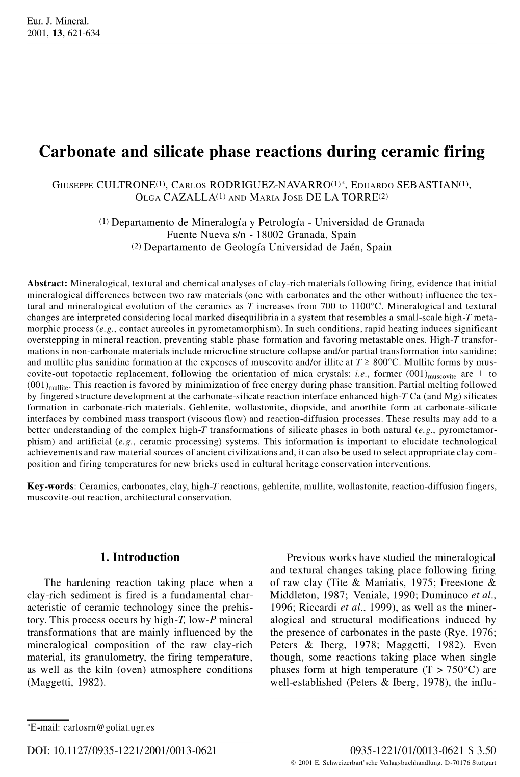 Carbonate and Silicate Phase Reactions During Ceramic Firing