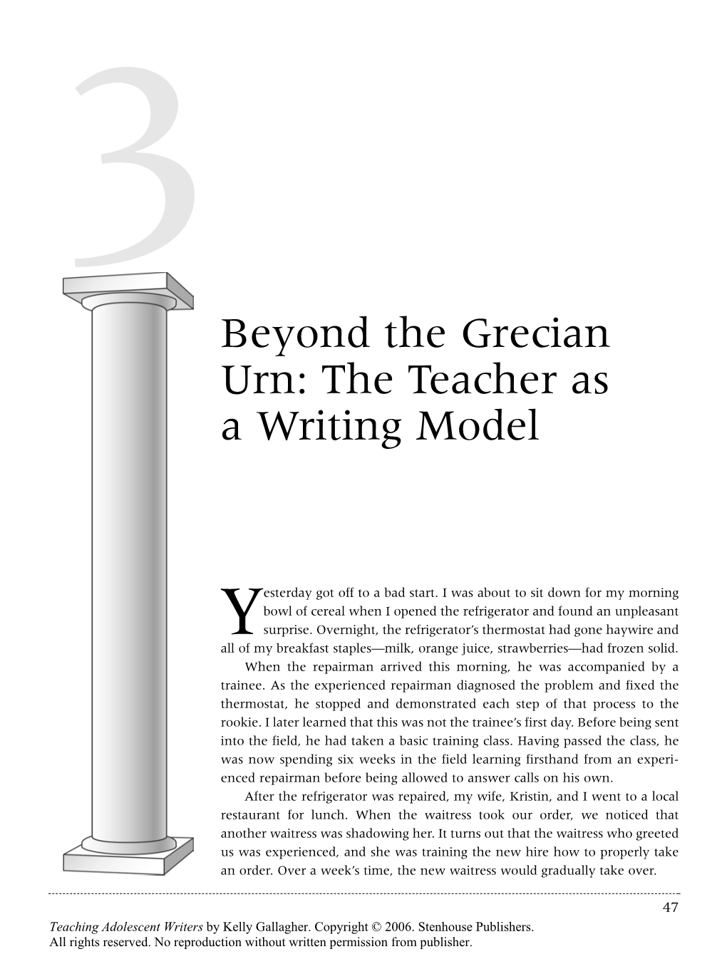 Beyond the Grecian Urn: the Teacher As a Writing Model
