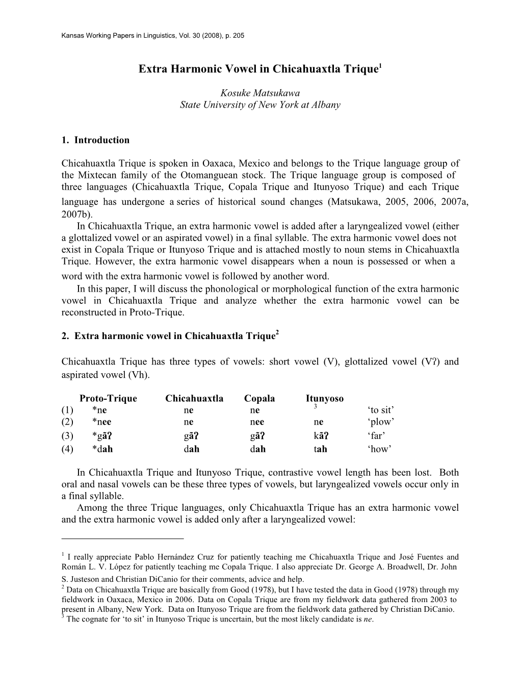 Extra Harmonic Vowel in Chicahuaxtla Trique1