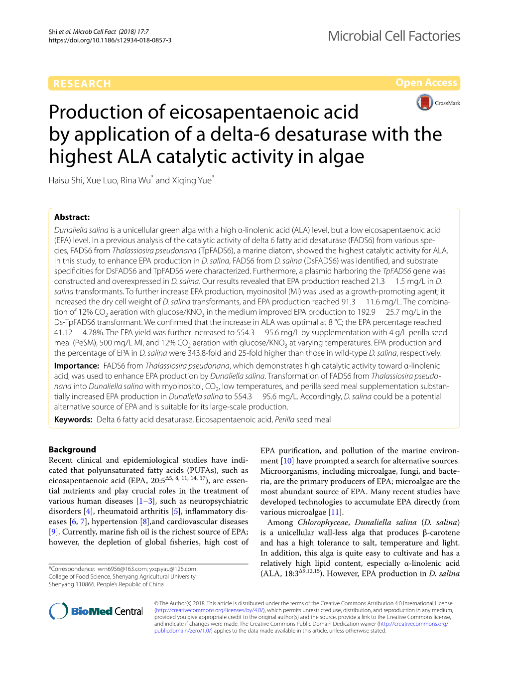 Production of Eicosapentaenoic Acid by Application of a Delta-6