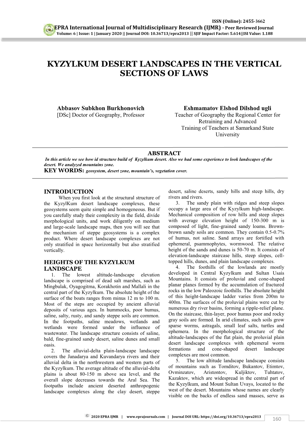 Kyzylkum Desert Landscapes in the Vertical Sections of Laws