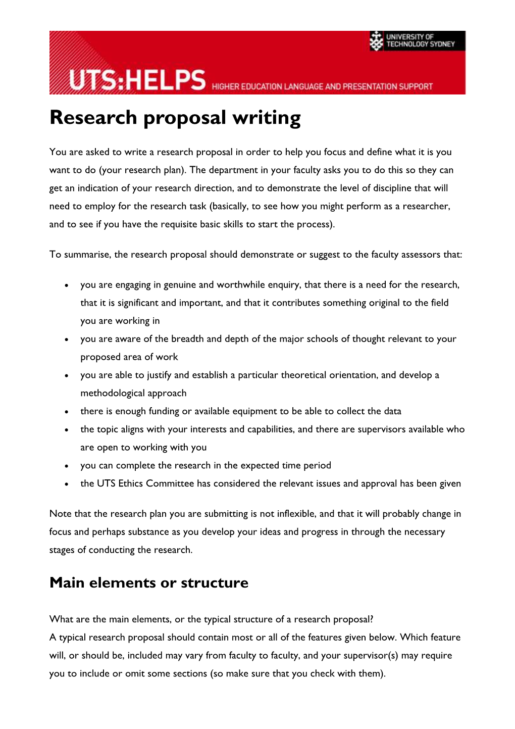 Research Proposal Writing