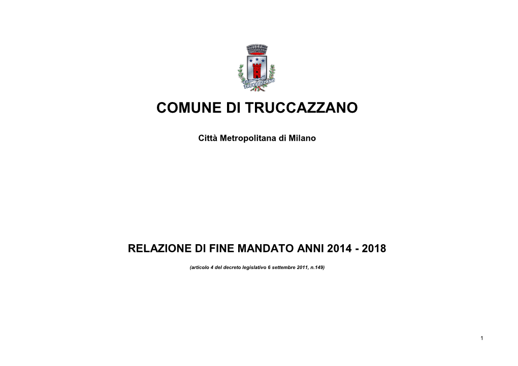 Relazione Di Fine Mandato Anni 2014 - 2018