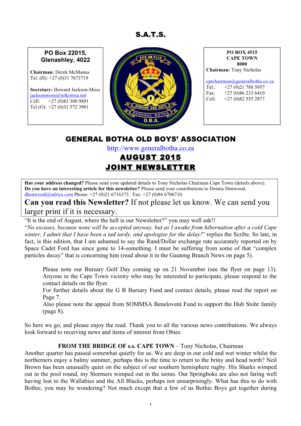 Can You Read This Newsletter? If Not Please Let Us Know