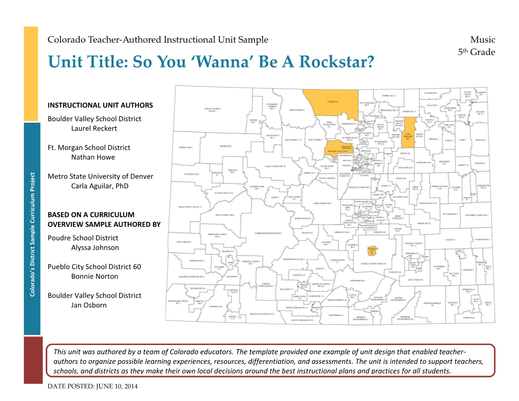 Unit Title: So You 'Wanna' Be a Rockstar?