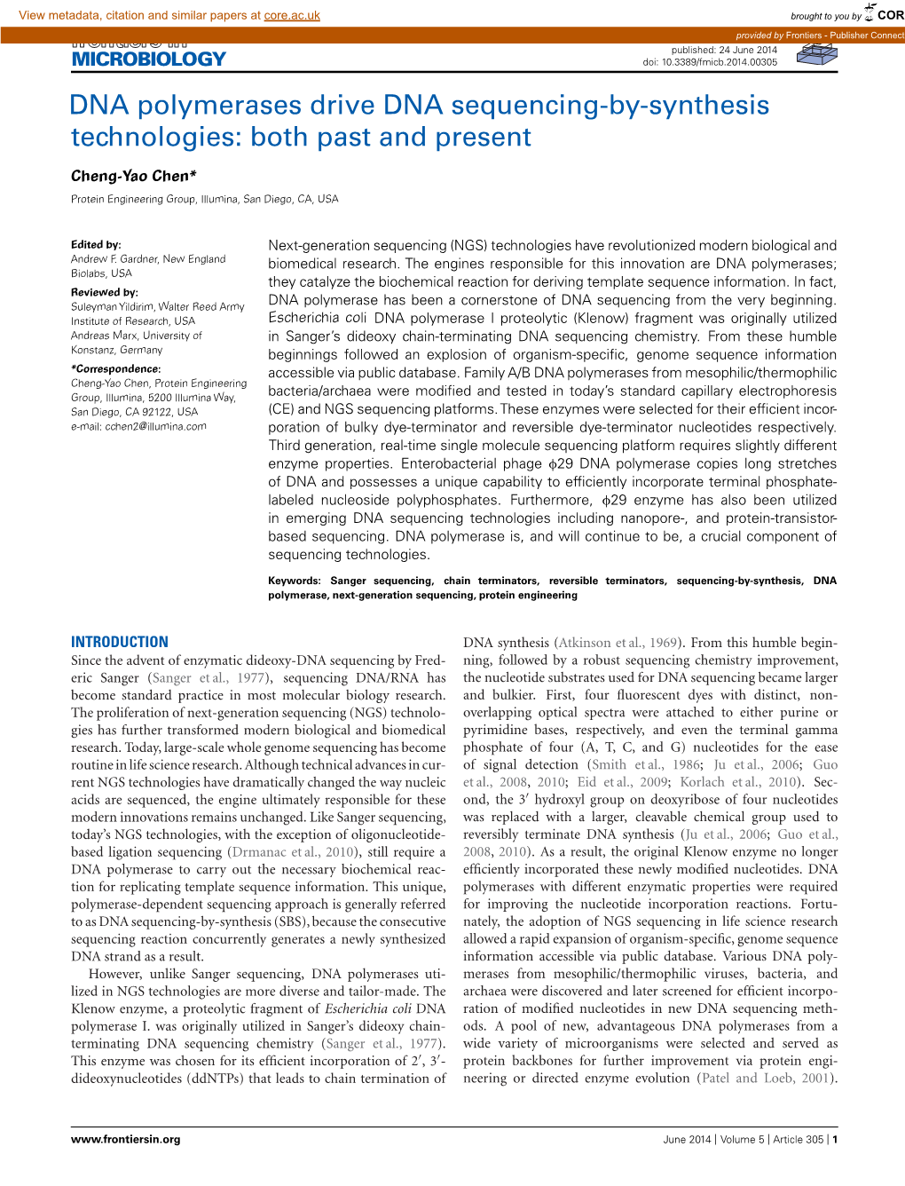 DNA Polymerases Drive DNA Sequencing-By-Synthesis Technologies: Both Past and Present