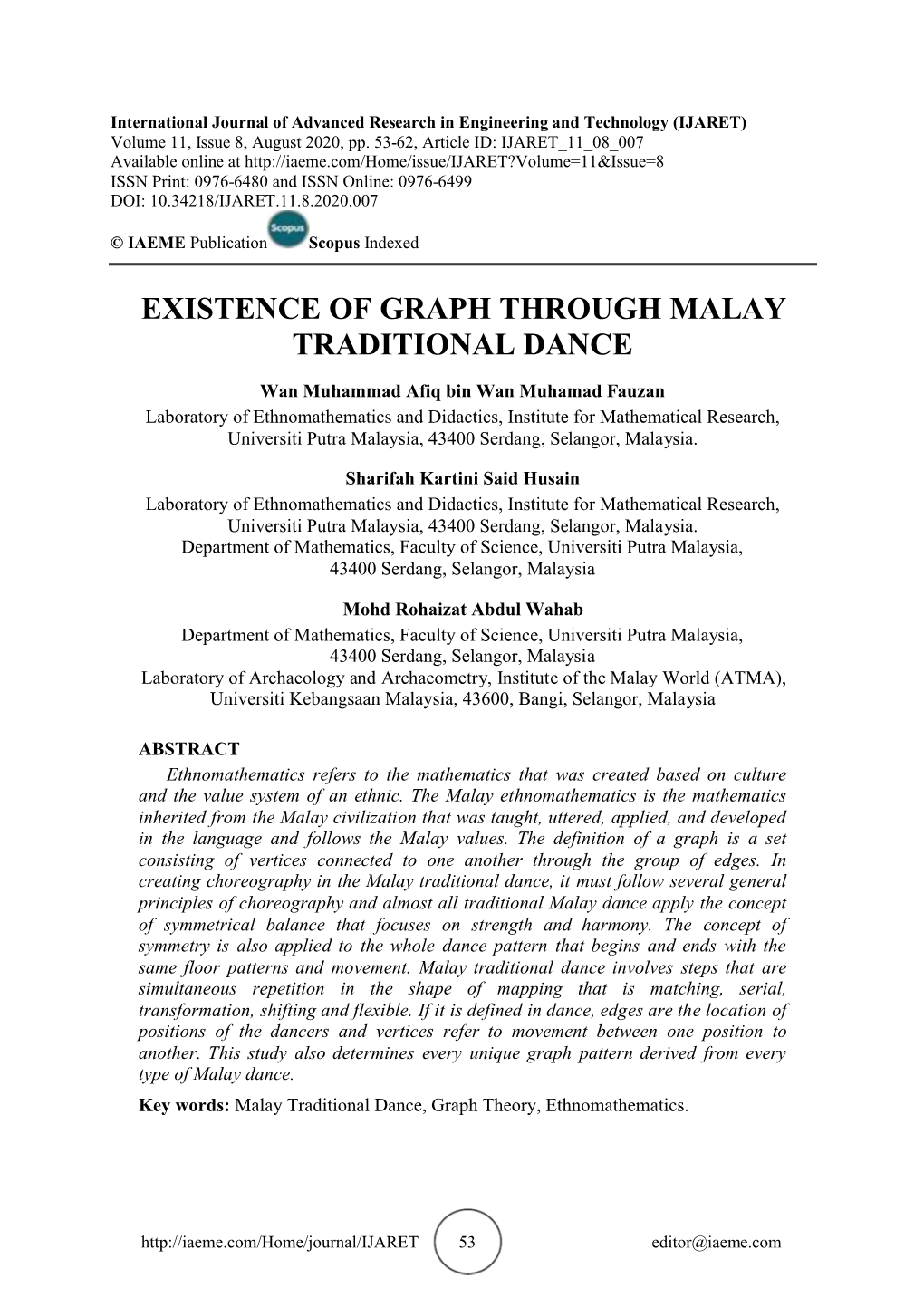 Existence of Graph Through Malay Traditional Dance