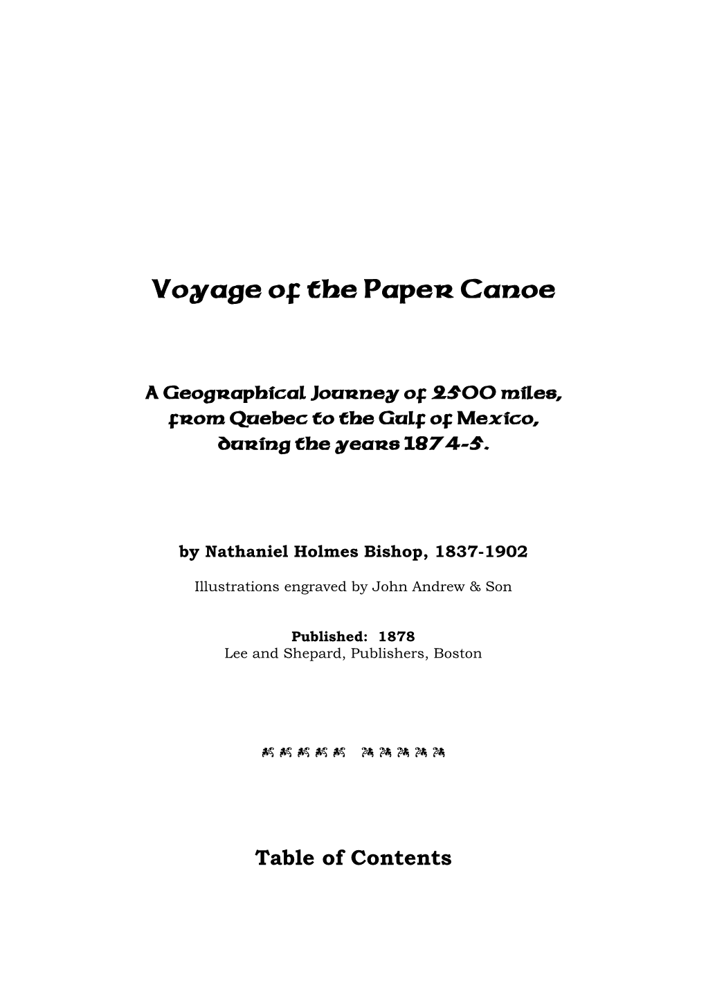 Voyage of the Paper Canoe