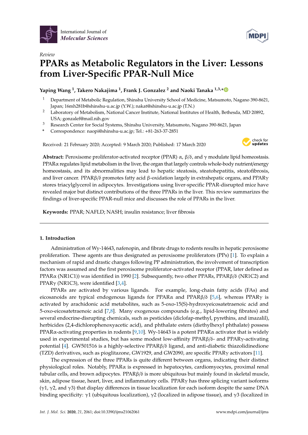 Lessons from Liver-Specific PPAR-Null Mice