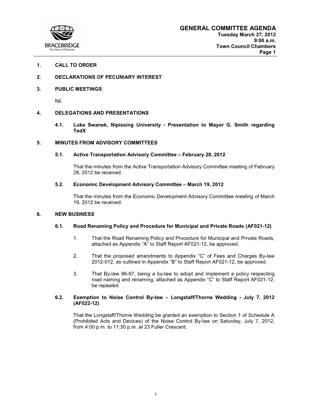 Council Agenda