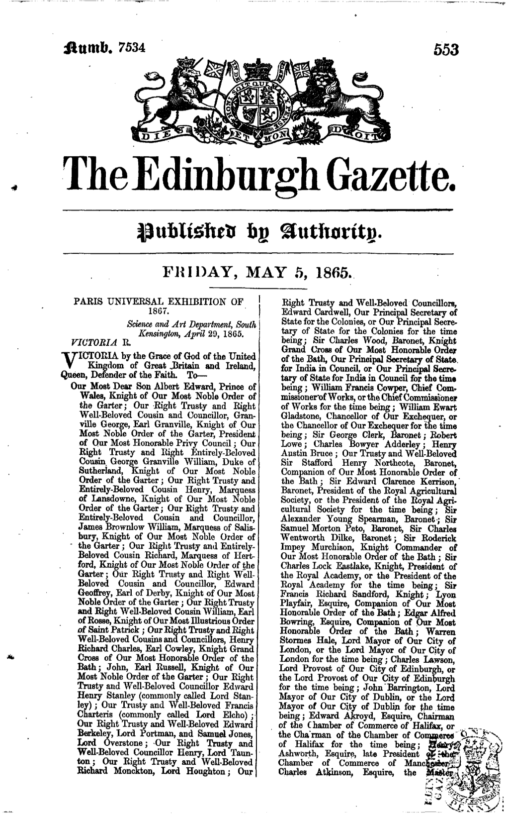 Theedinburgh Gazette. ^Utftoritg