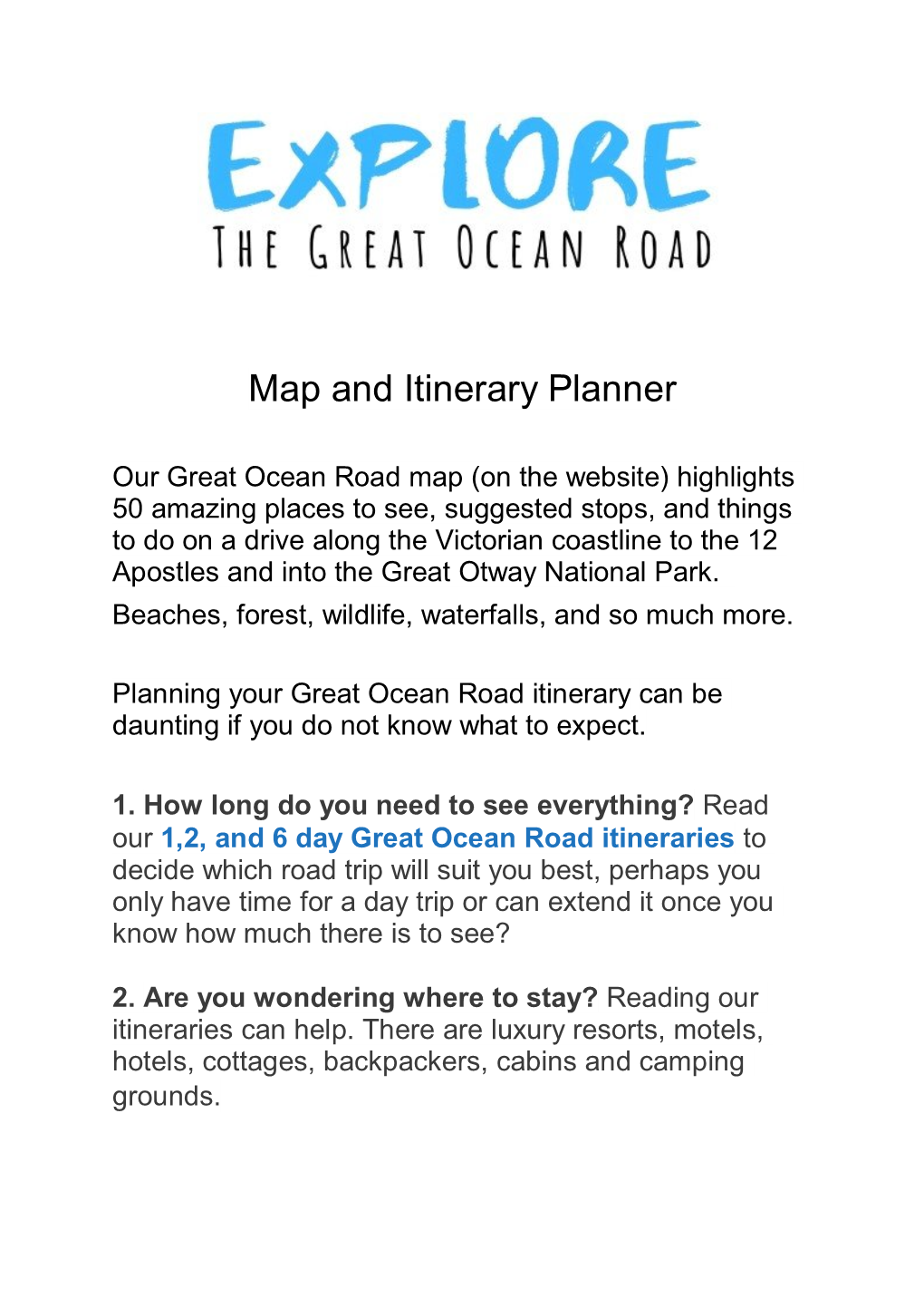 Map and Itinerary Planner