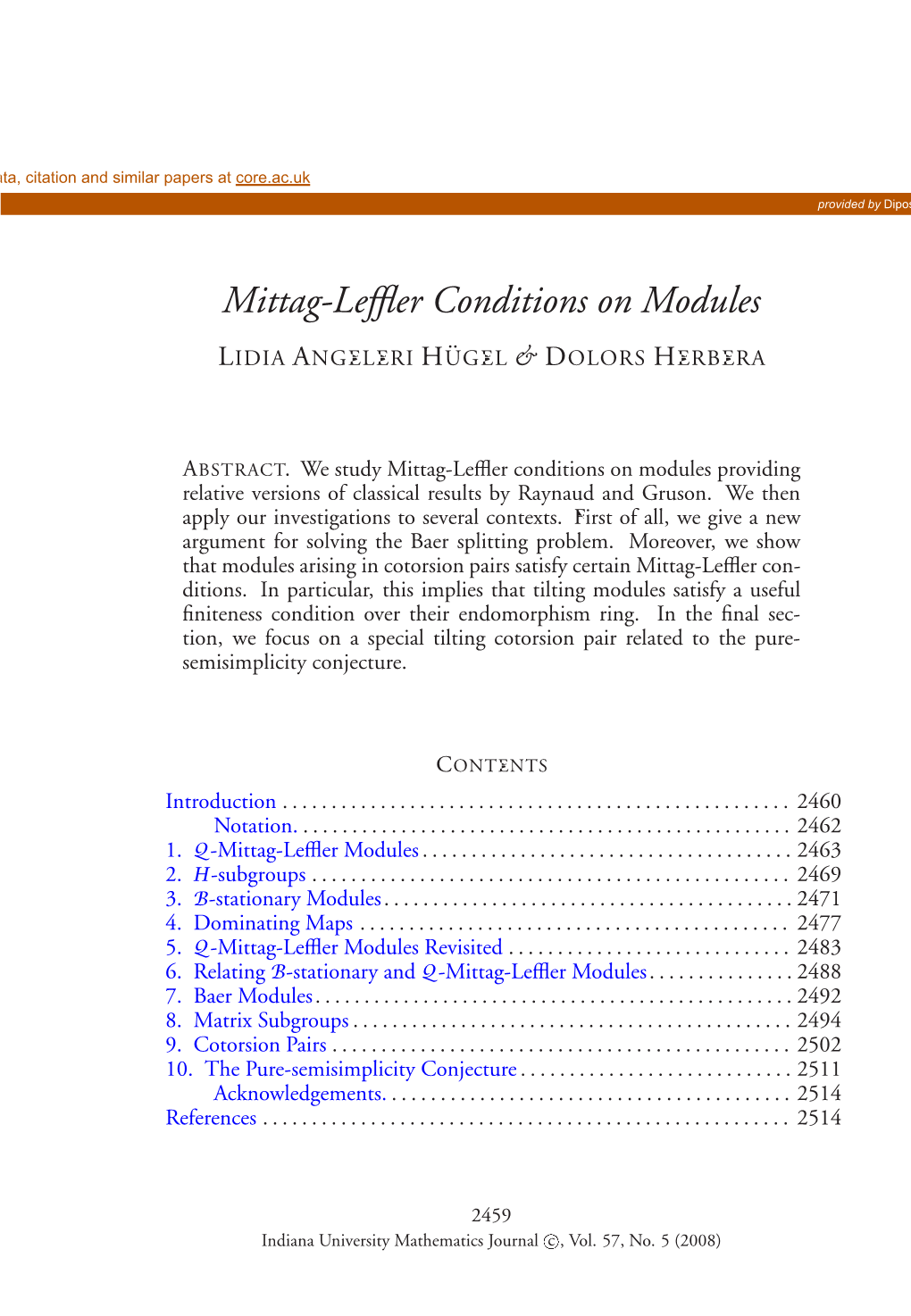 Mittag-Leffler Conditions on Modules