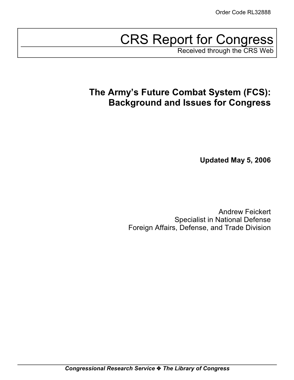 The Army's Future Combat System (FCS)