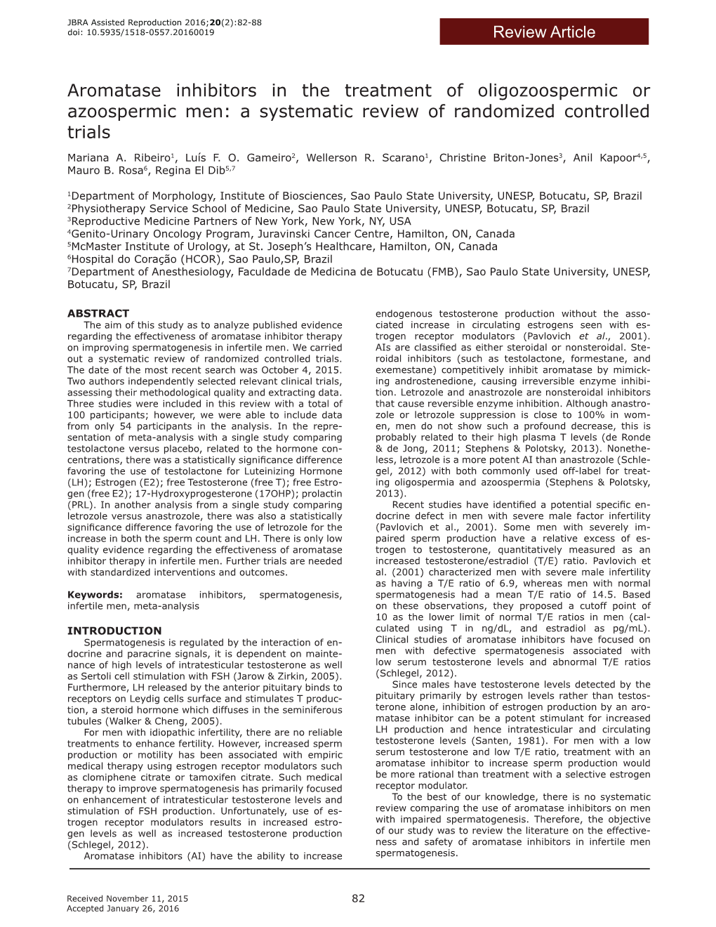 Aromatase Inhibitors in the Treatment of Oligozoospermic Or Azoospermic Men: a Systematic Review of Randomized Controlled Trials