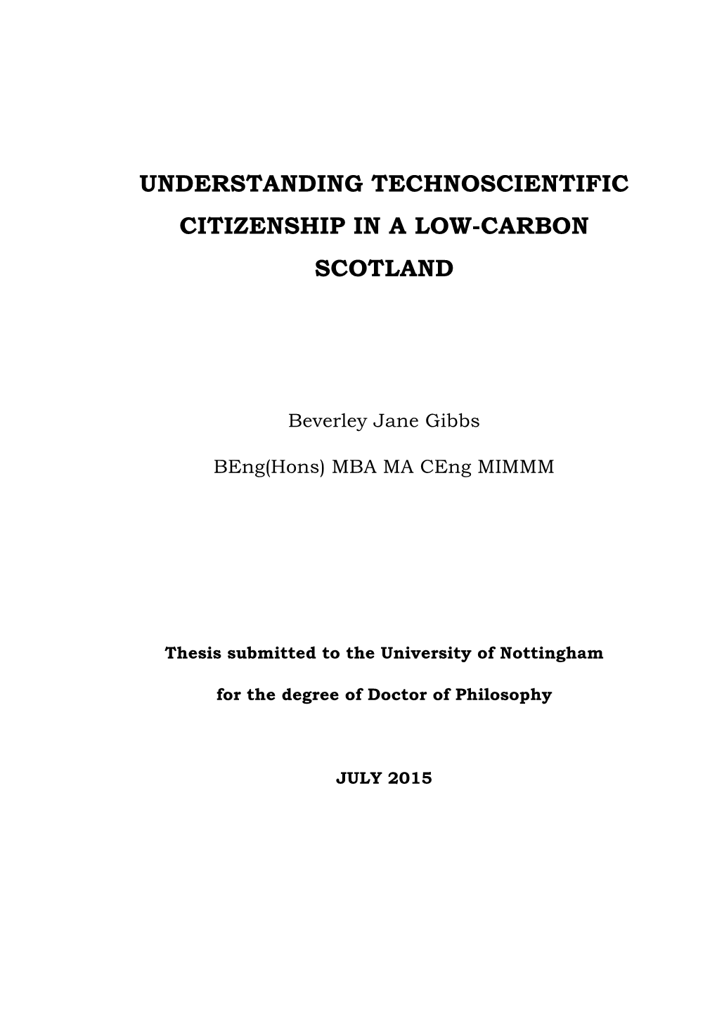Understanding Technoscientific Citizenship in a Low-Carbon Scotland