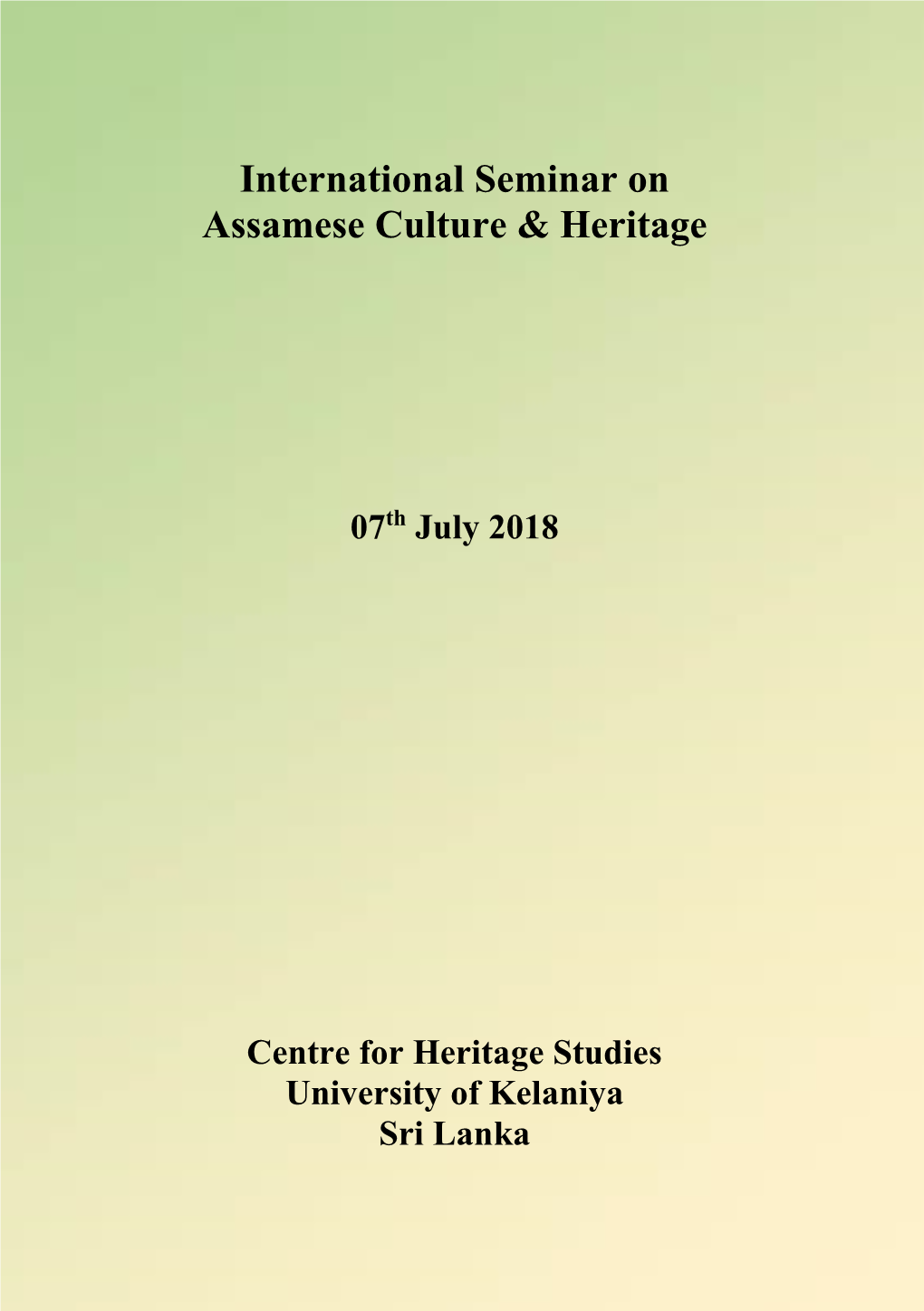 International Seminar on Assamese Culture & Heritage