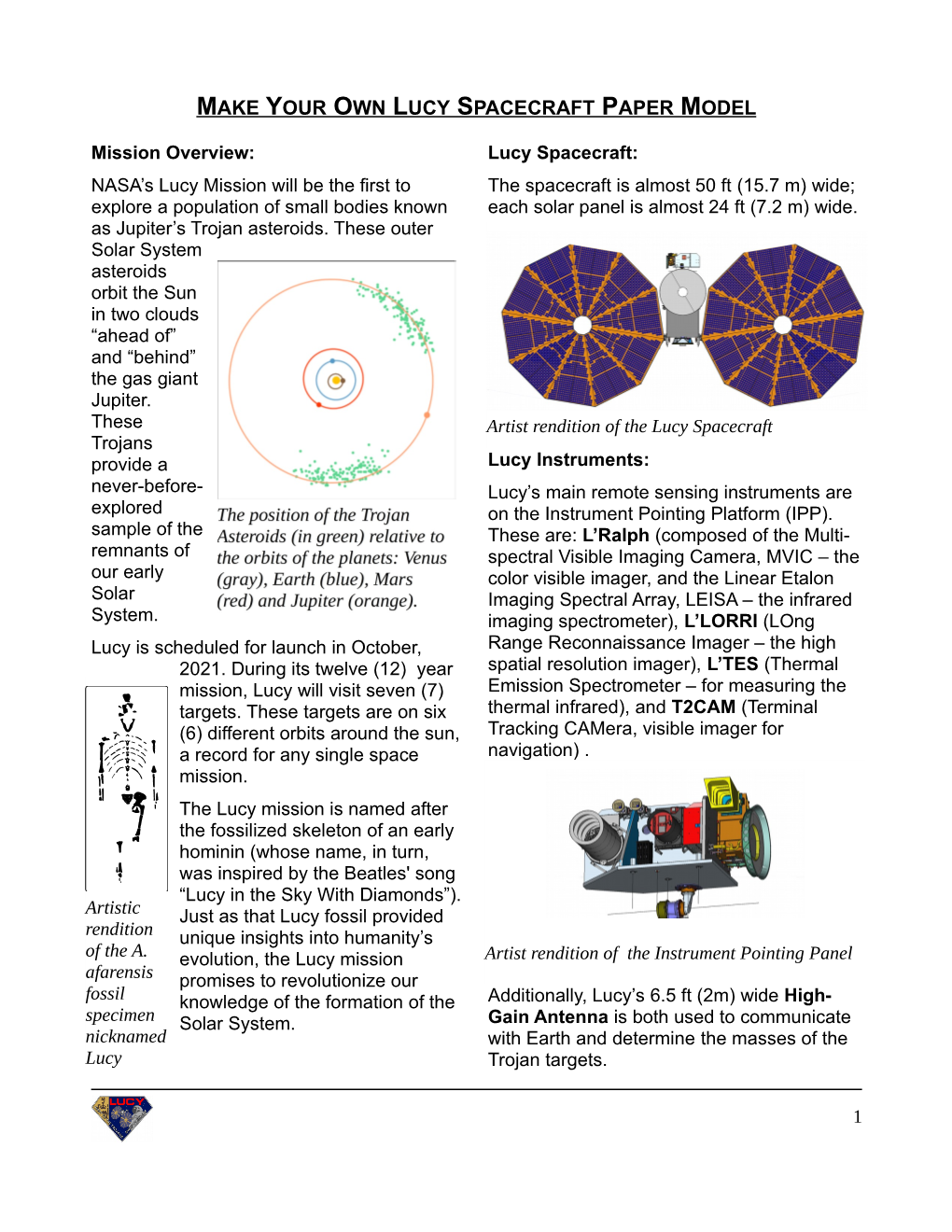 Make Your Own Lucy Spacecraft Paper Model