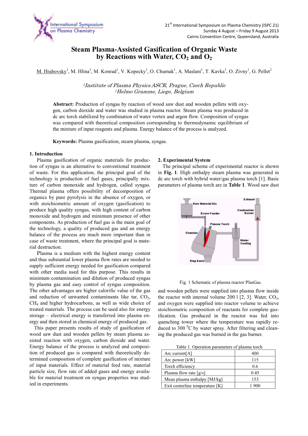 Steam Plasma-Assisted Gasification of Organic Waste by Reactions with Water, CO2 and O2