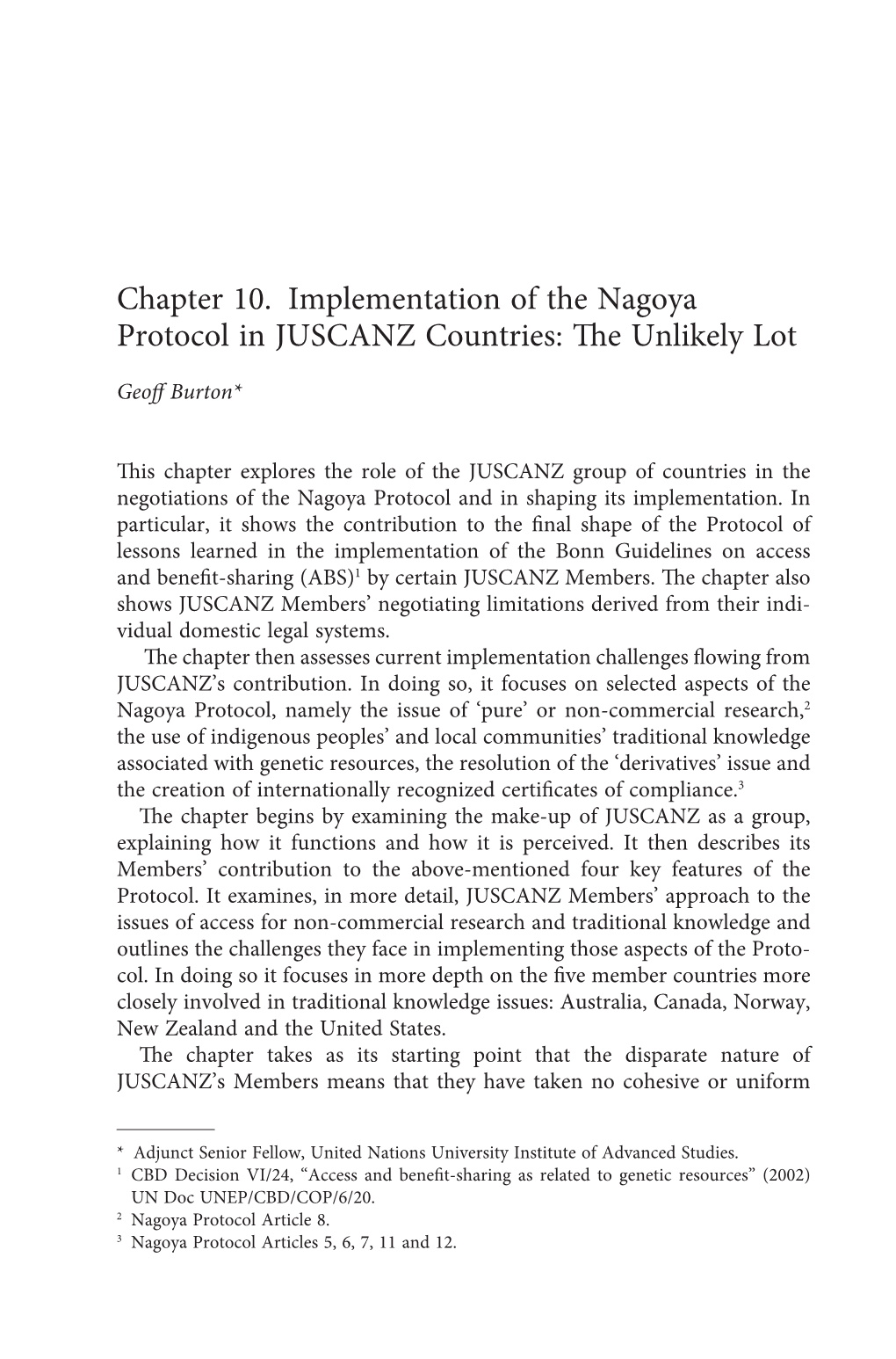 Chapter 10. Implementation of the Nagoya Protocol in Juscanz Countries: the Unlikely Lot