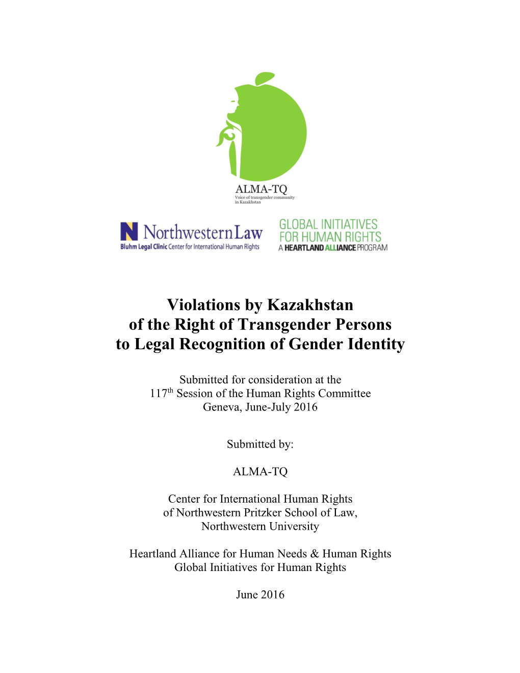 Violations by Kazakhstan of the Right of Transgender Persons to Legal Recognition of Gender Identity