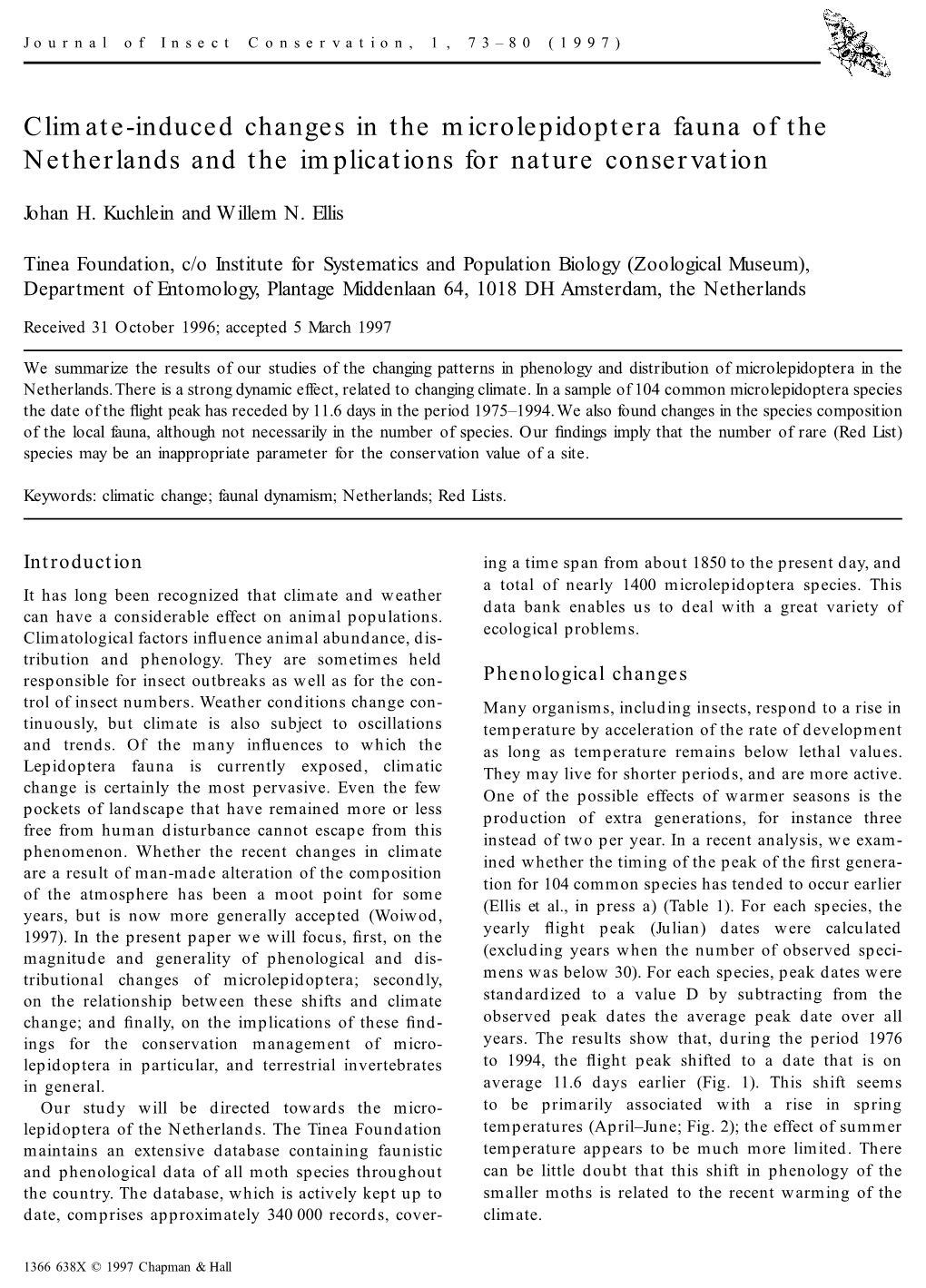 Climate-Induced Changes in the Microlepidoptera Fauna of the Netherlands and the Implications for Nature Conservation