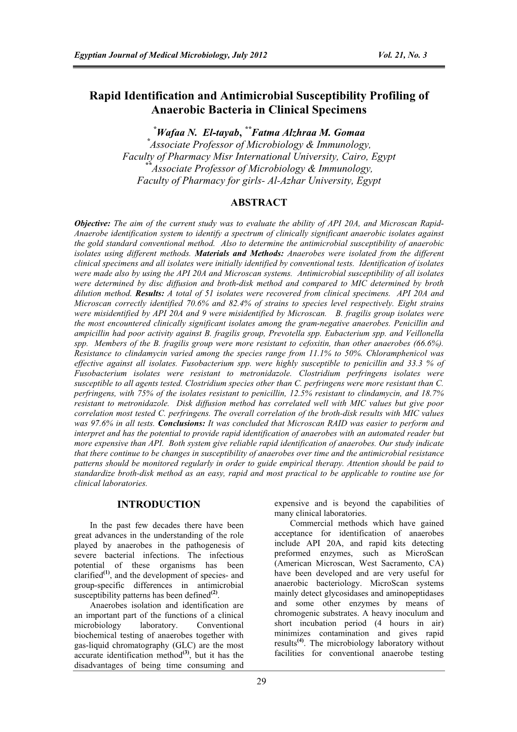 Rapid Identification and Antimicrobial Susceptibility Profiling of Anaerobic Bacteria in Clinical Specimens