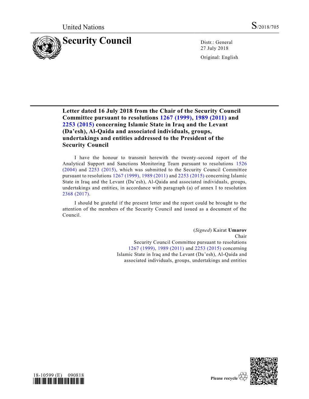 Security Council Distr.: General 27 July 2018