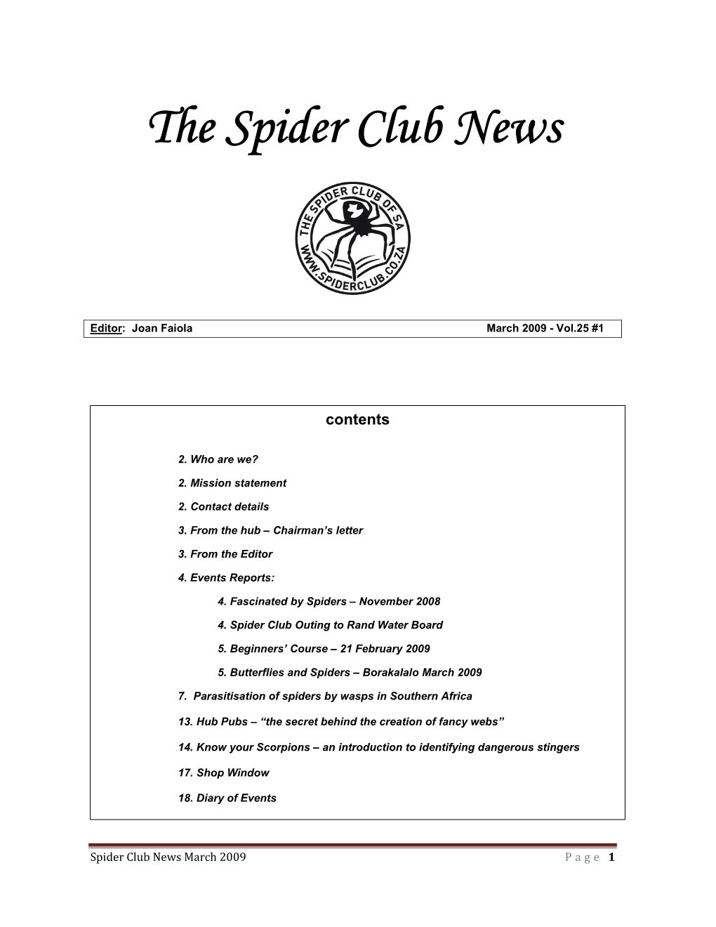 The Spider Club News