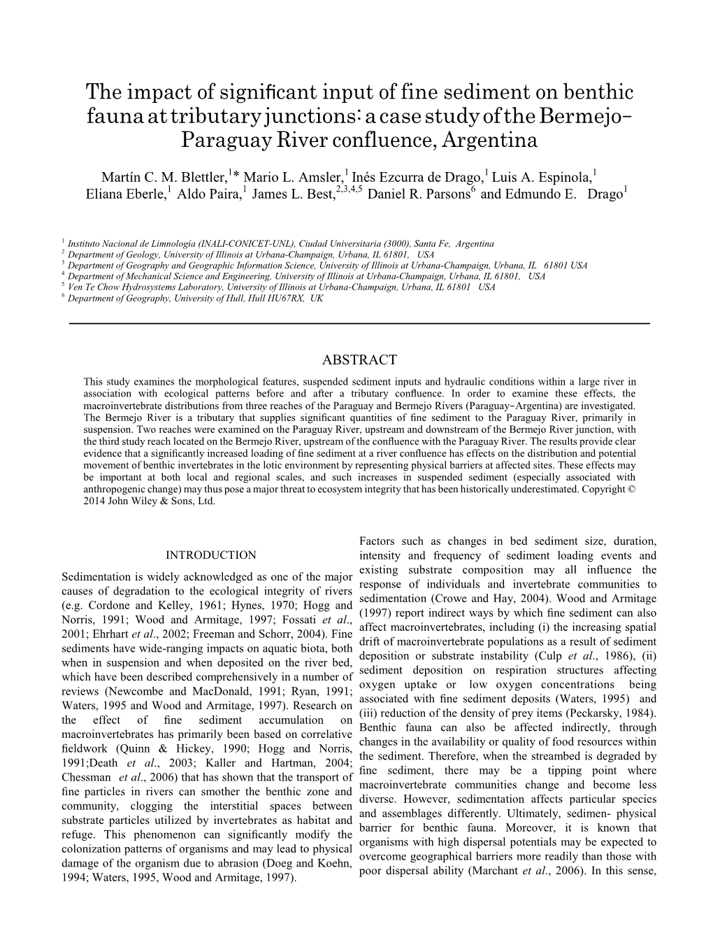 A Case Study of the Bermejo– Paraguay River Confluence, Argentina