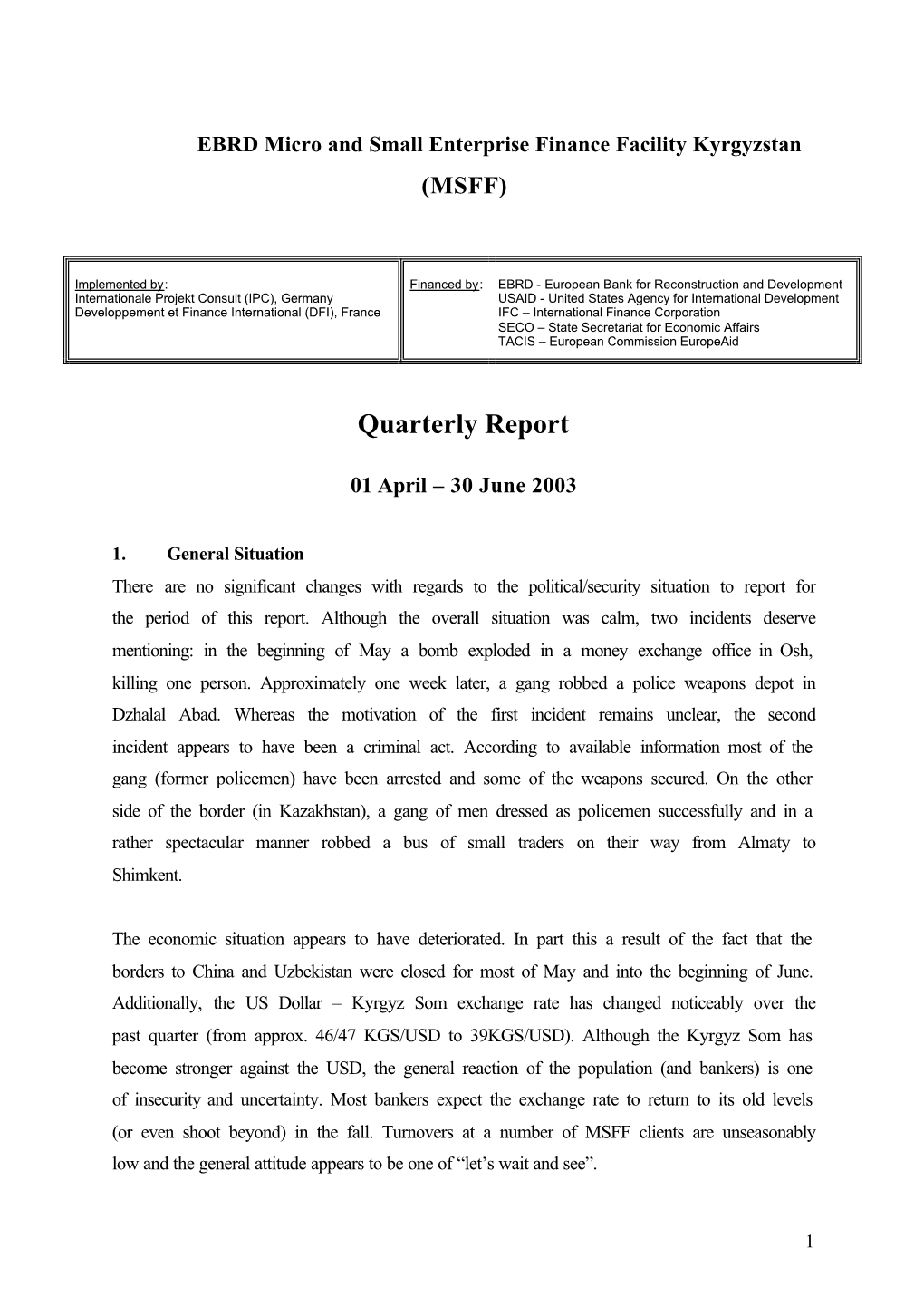 Quarterly Report